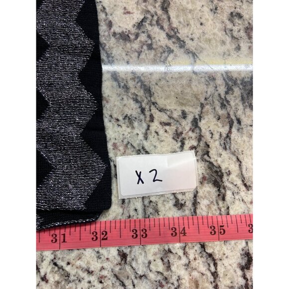 Womens Rectangle Scarf Black Silver Chevron Lightweight Knit Soft Metalic Goth - Picture 6 of 7